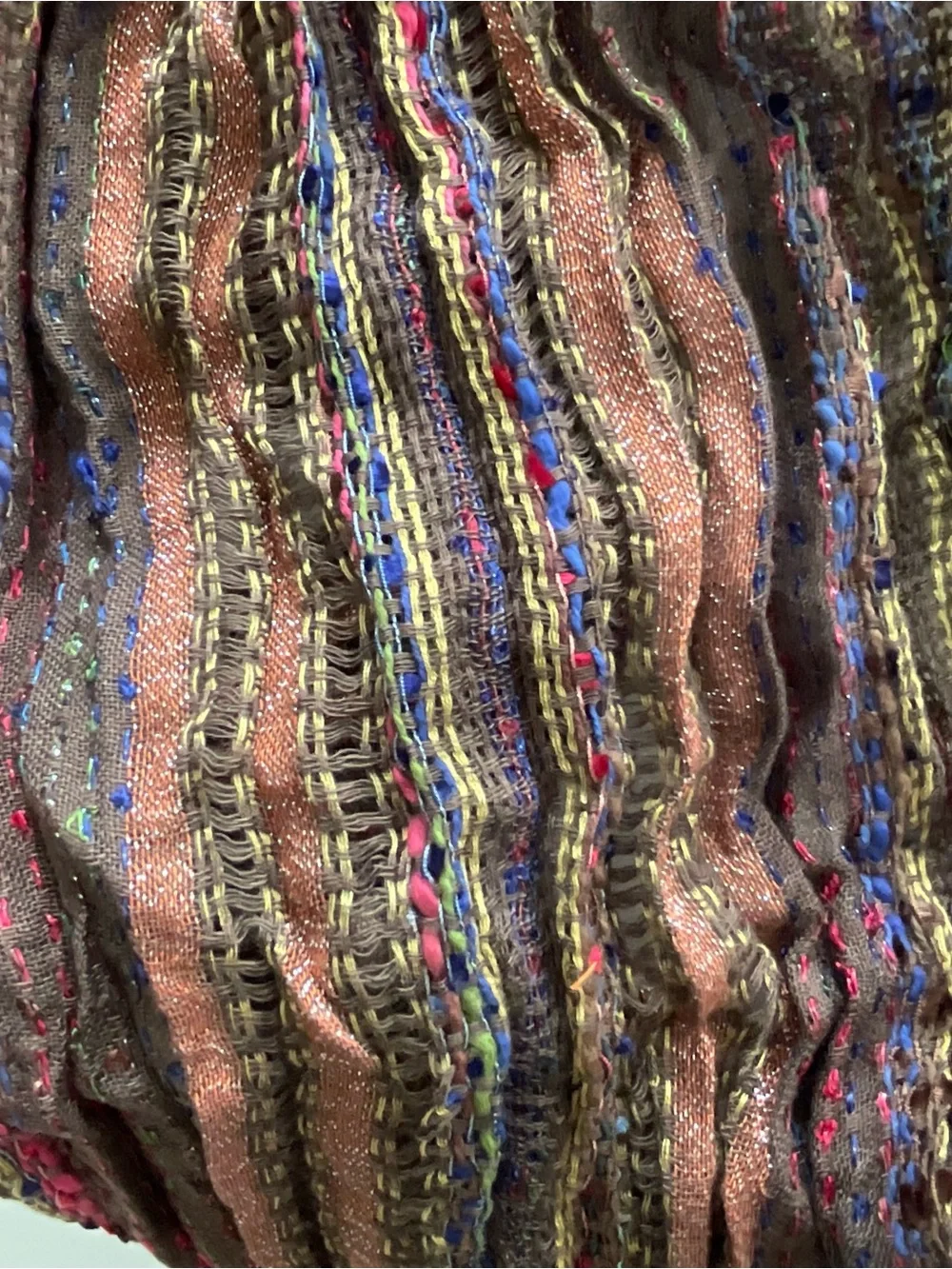 Woven Multi-colors Brown Infinity Scarf